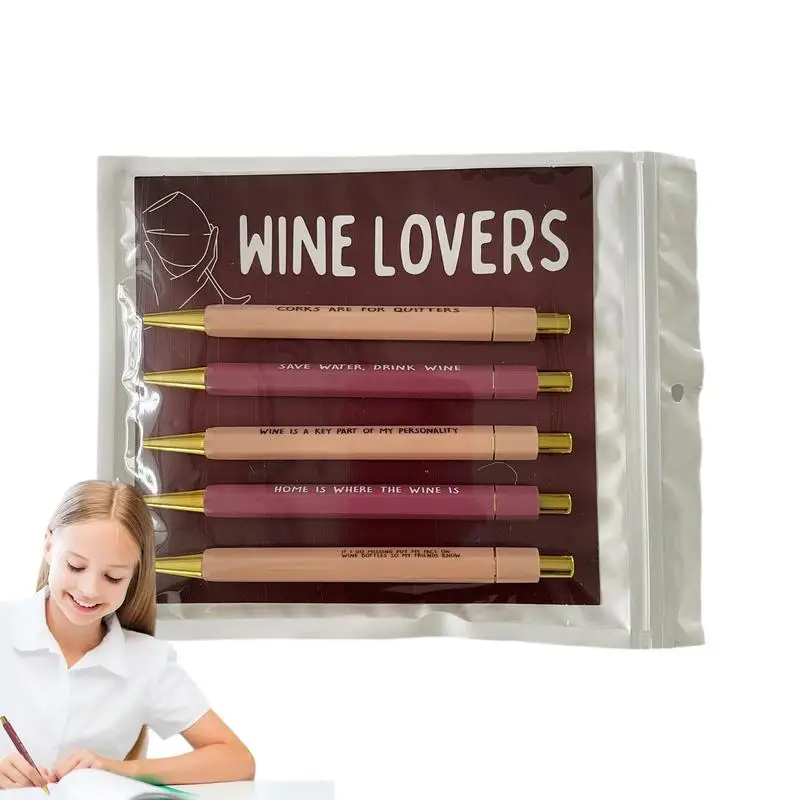 

Шариковые ручки для женщин 5 шт. набор шариковых ручек бордового цвета для влюбленных вина долговечная ручка для письма для ежедневника высокий уровень
