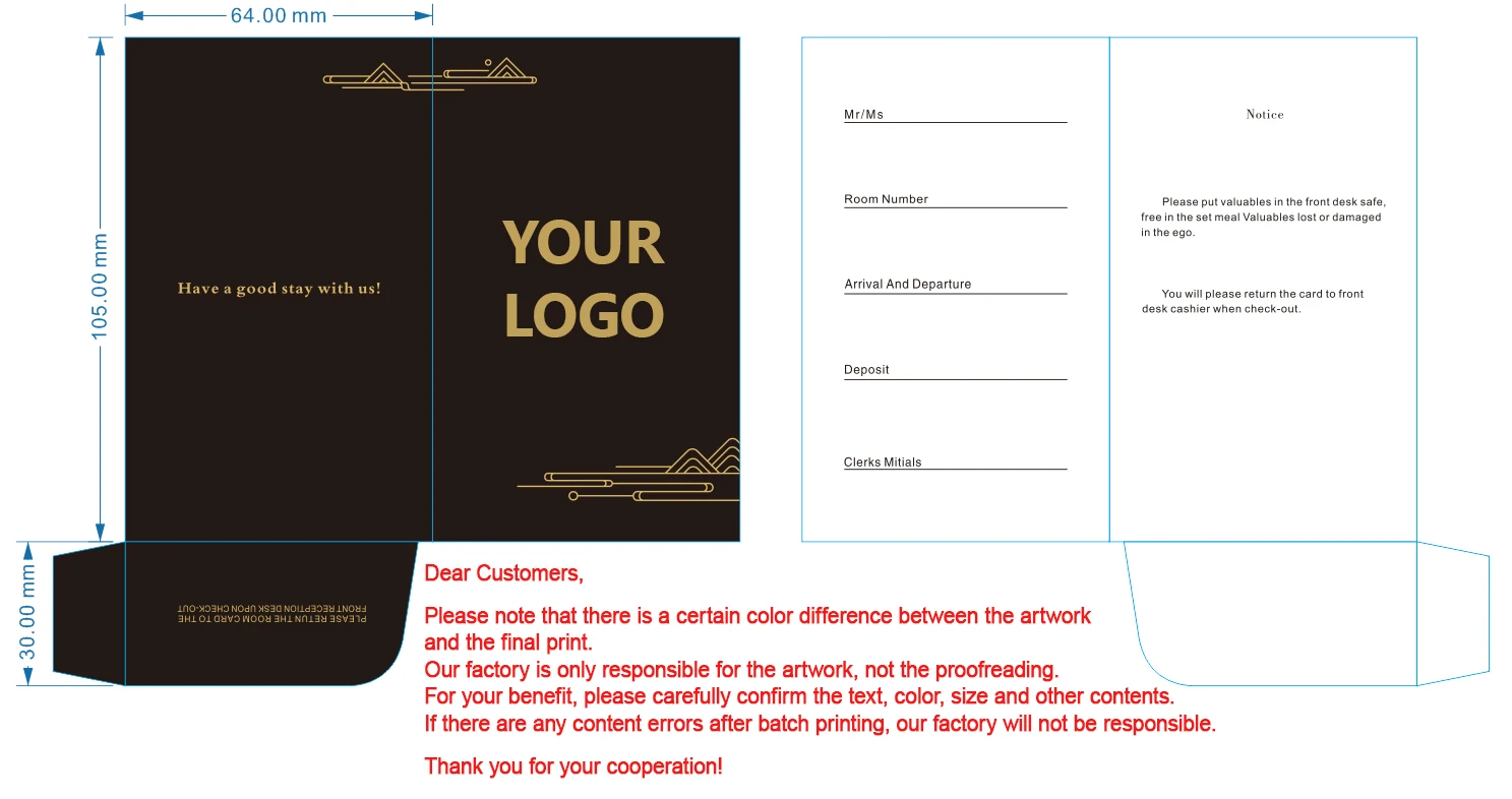 Custom Printed Hotel Room Key Card Holders – Paper Keycard Sleeves, Logo Branded Wallet... - SKU RKCH1731 - UGI Packaging