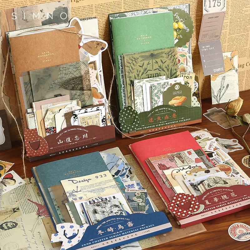 86 pcs Vintage Stickers+material paper handmade DIY Hand Account Scrapbooking Creativity Craft Supplies