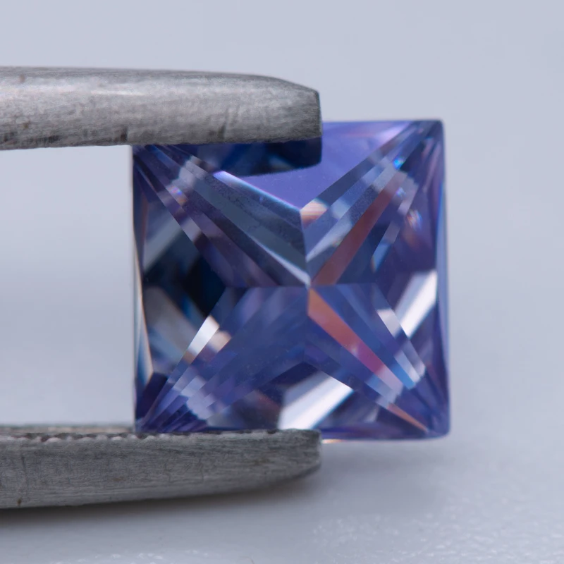 Moissanite Stone Lavender Color Princess Cut Lab Grown Diamond for Charms DIY Jewelry Making Materials with GRA Certificate