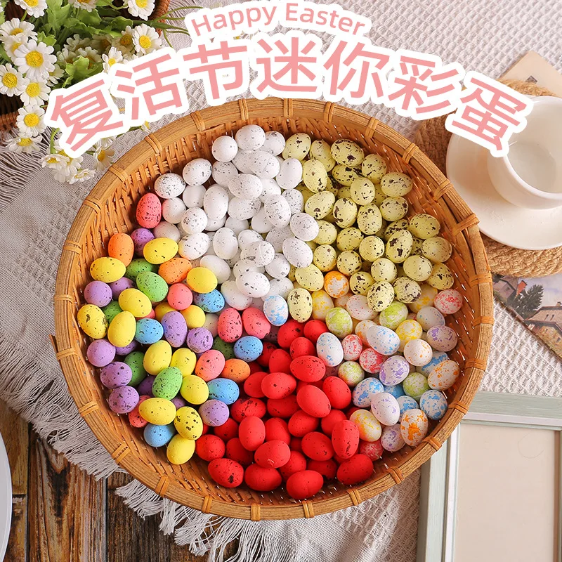 

2x2.5cm 50Pcs Foam Easter Egg Decor Colorful Mini Easter Egg Fun Easter Bird Egg Adornments Decorative Wedding Basket Stuffer