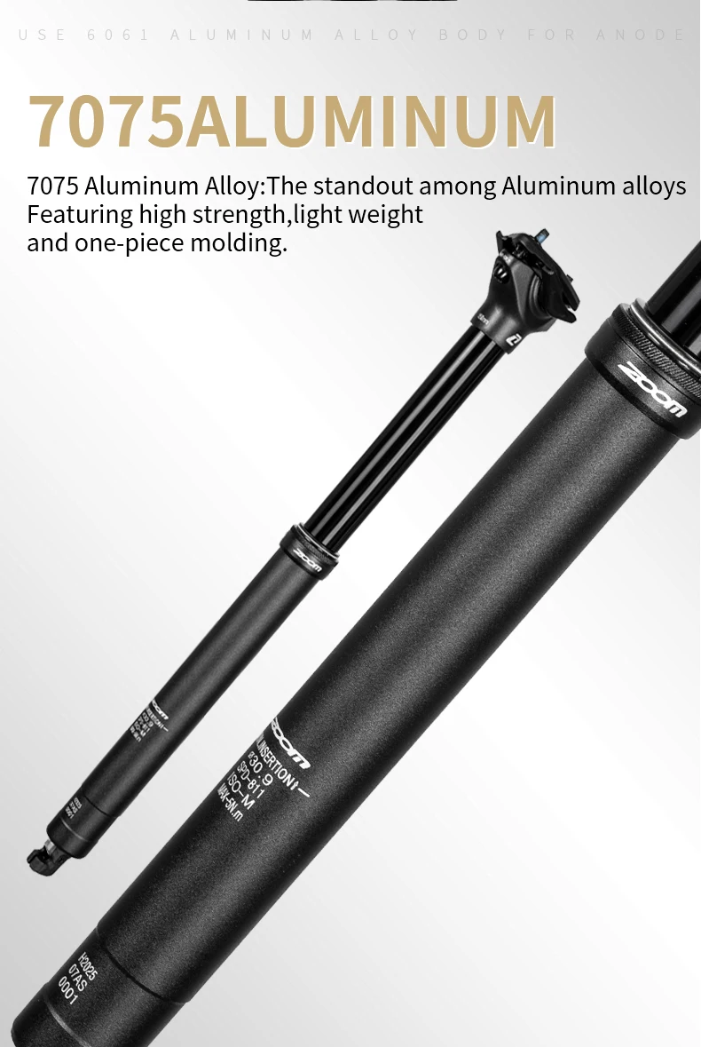 ZOOM NEW Bicycle Dropper Seatpost - 31.6/30.9mm Diameter, 150/200mm Travel, 7075 Aluminum Alloy, Internal Routing, Lightweight