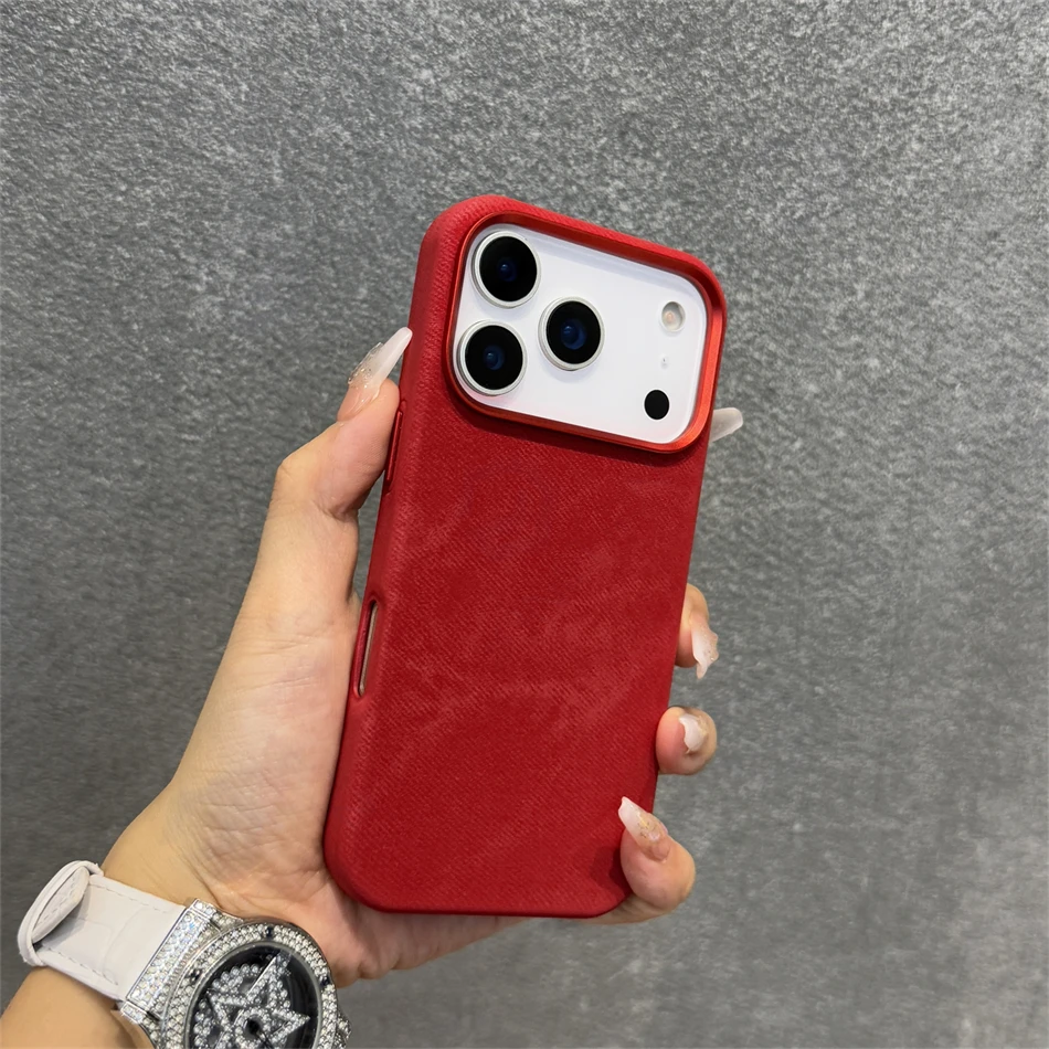 Magnetic Orange Flannel Fabric Case with Alloy Lens Cover