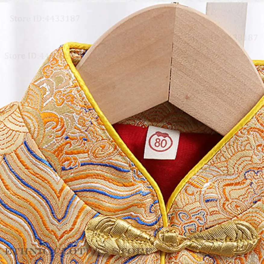 Chinese Traditional Baby Kids Tang Suit Hundred Days One-Year-Old Brocade Hanfu Outfit Photography Clothes Oriental Costume