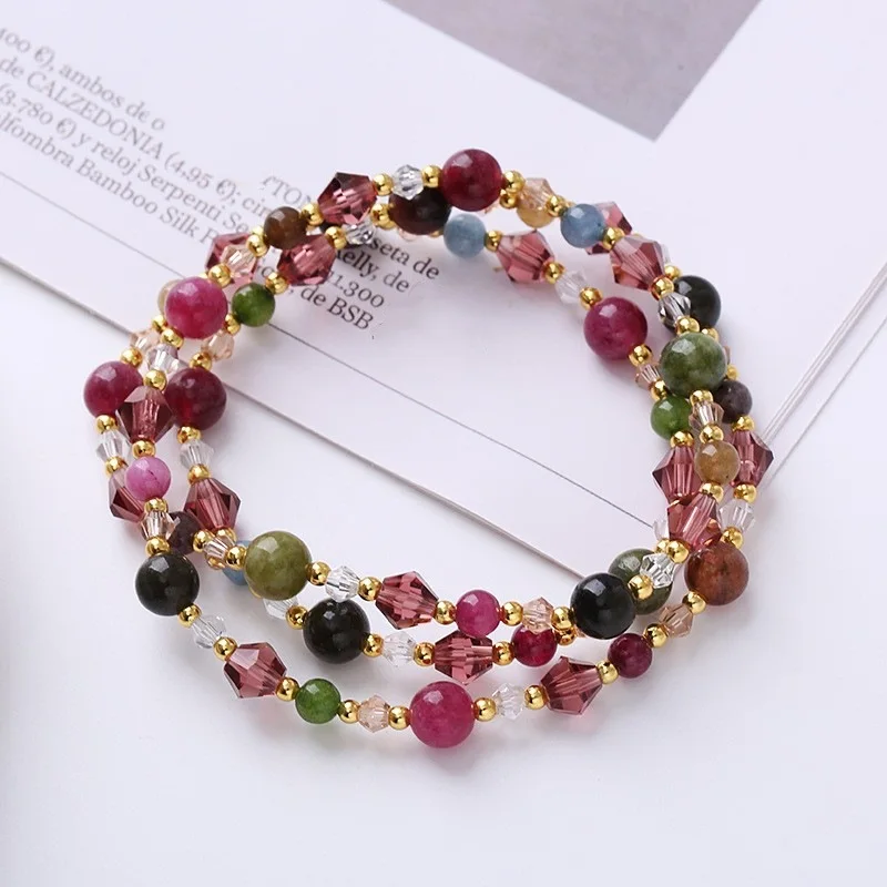 CandyColoredTourmalineBraceletForWomenHandmadeBeadingFine