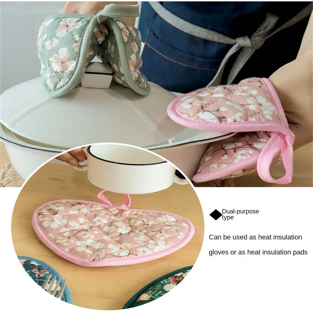 Silicone Oven Gloves Heat Insulation Baking Gloves High-temperature Heart-shaped Resistant Oven Gloves Household Kitchen Accessories