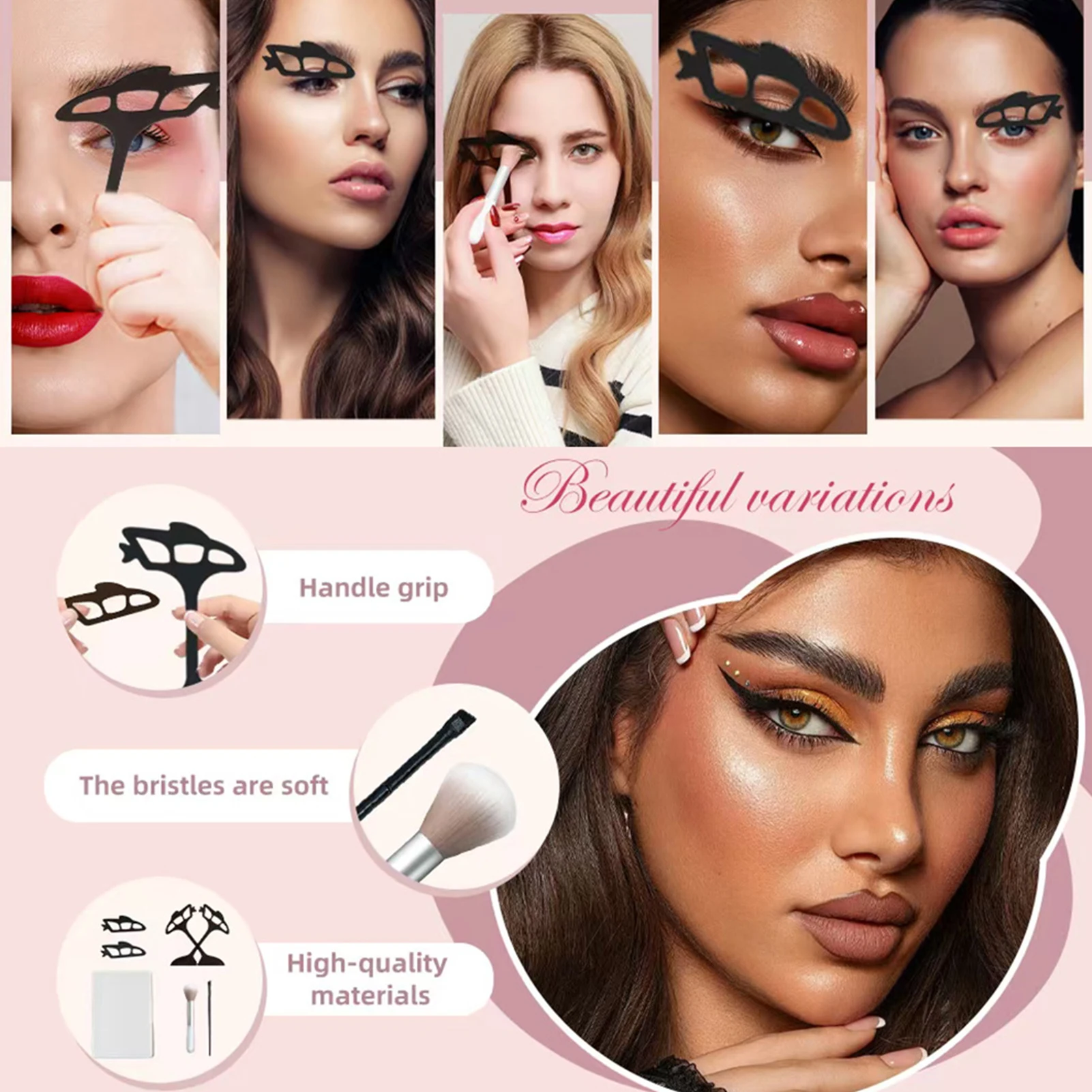 Eye Makeup Stencils 4pcs With 2pcs Brush Eyetour Your Glam Bestie Quick Eye Makeup Template For Women Girls makeup tools eyebrow stencil tool eyeliner stencil tool eye makeup tools mascara applicator template