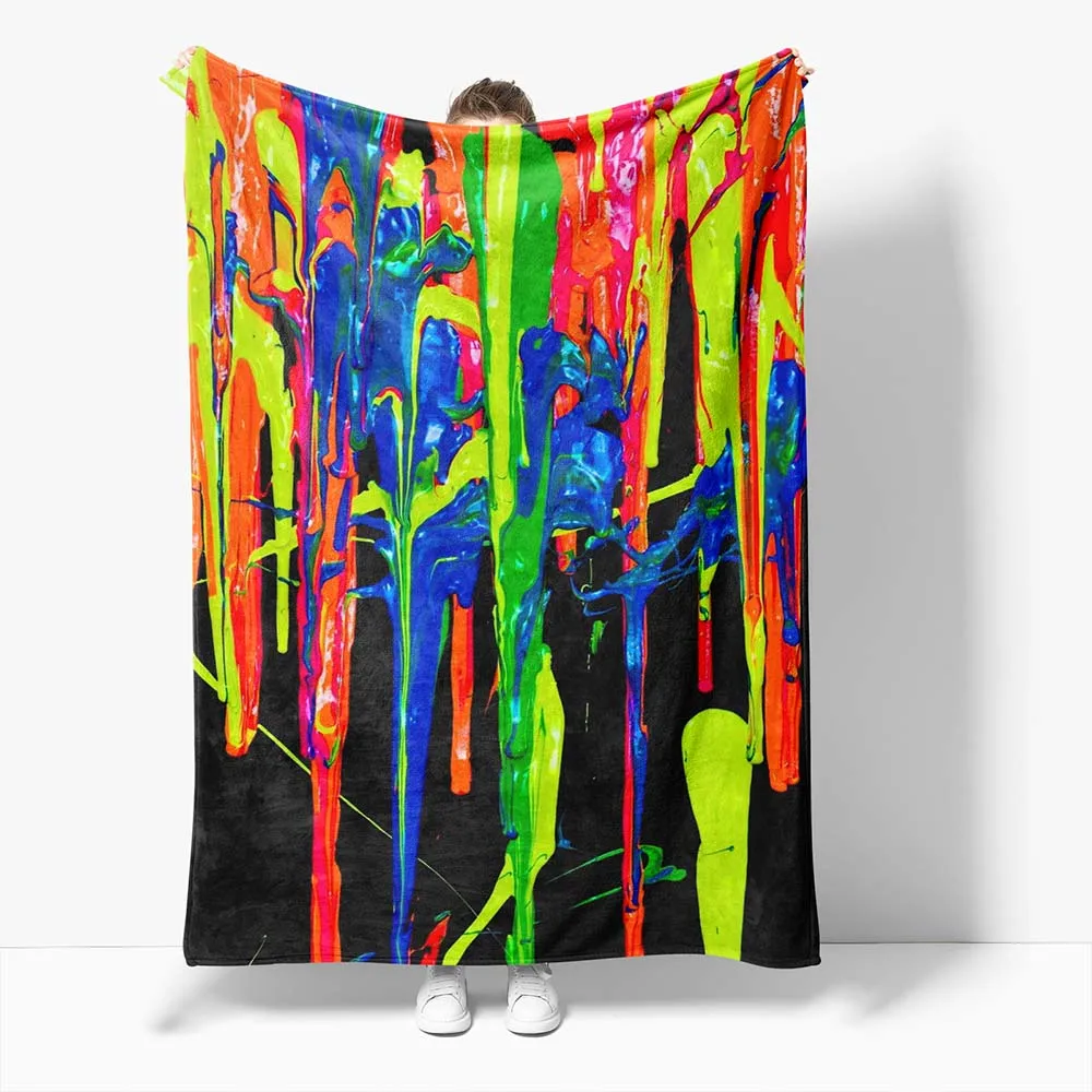 

Colorful Paint Splash 3D Blanket Flannel Blanket Comfortable Warm Blanket Suitable Sofa Bed Cover Office All Seasons Blanket