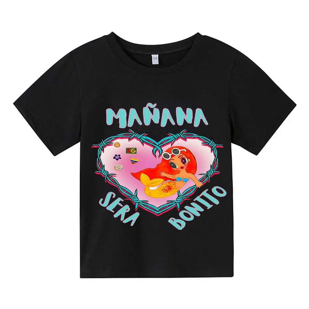 

NEW 2024 Karol G Manana Sera Bonito Print Kids T Shirt Kawaii Girls T-shirt Korean Children's Clothes Casual Boys Short Sleeve