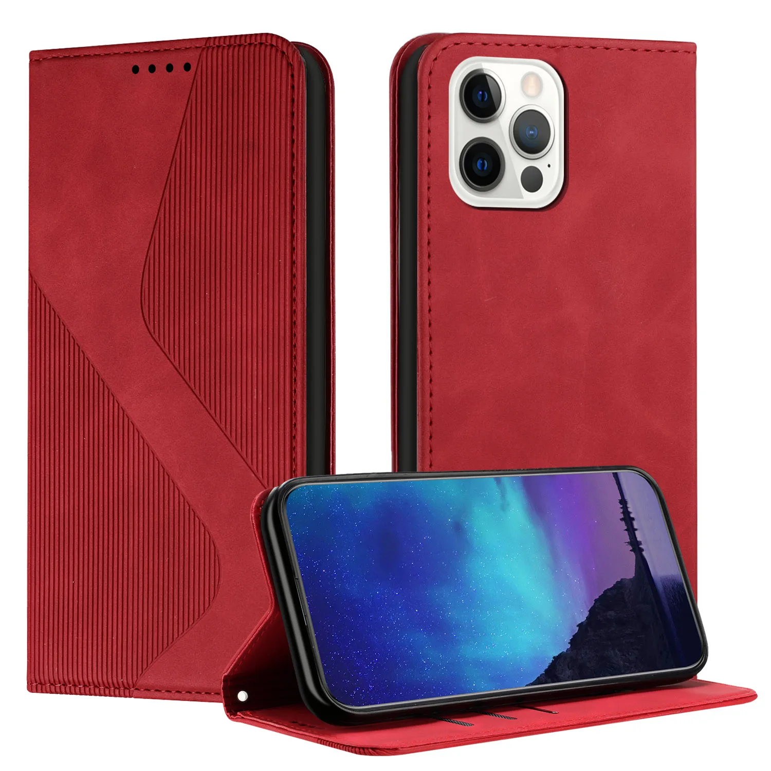 Luxury Leather Wallet Flip Cover with Magnetic Closure and Stand Function