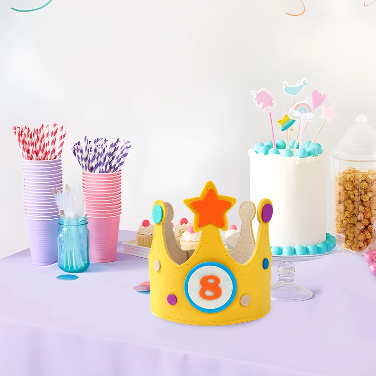 Cappello Festa Glitterato Corona Di Compleanno Per Bambini Con Paillettes E Numeri Intercambiabili 0-9 - In Feltro, Fascia Elastica, Adatta Anche Per Cani E Gatti Per Feste E Foto