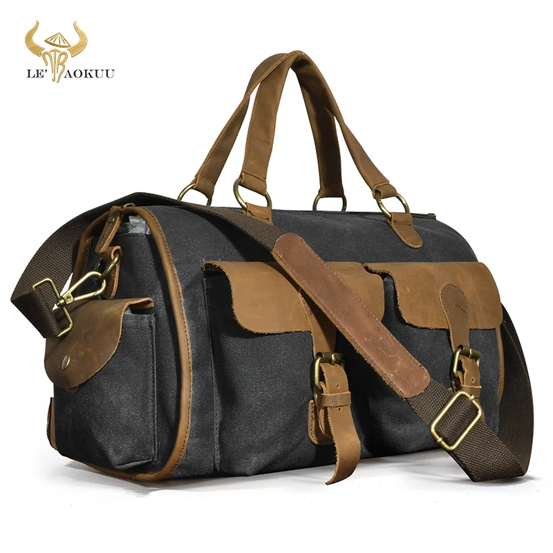 

Canvas + Quality Leather Business Briefcase Bag Design Travel 14" Laptop Attache Case Tote Portfolio Bag For Men Male 1097