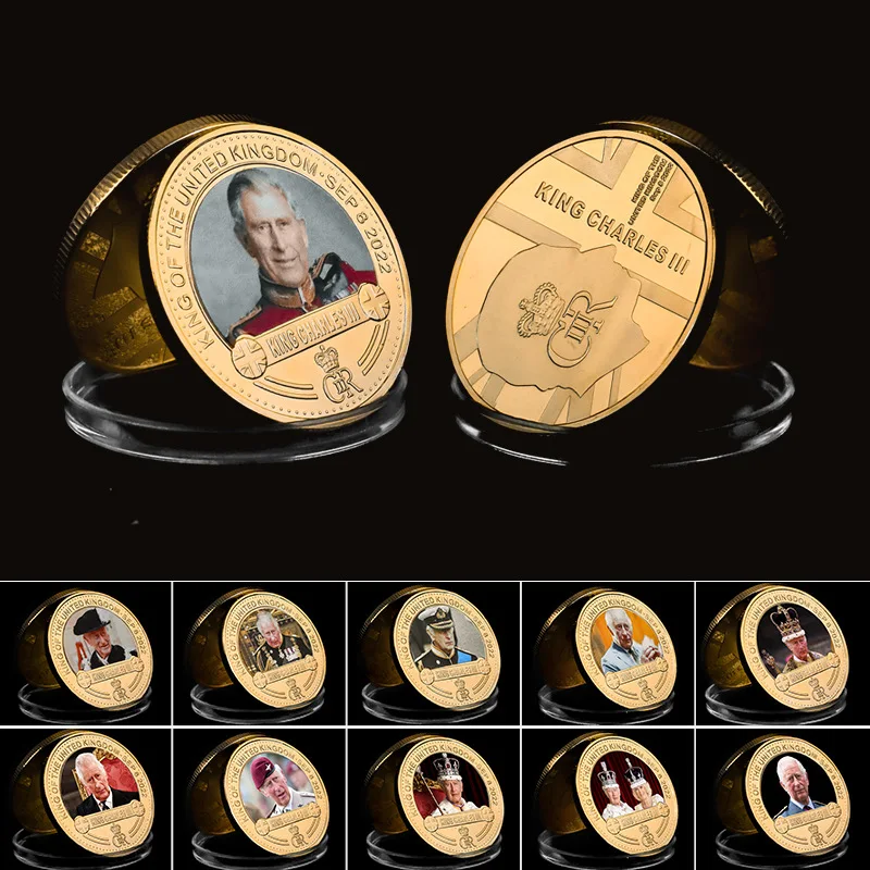 

12 Designs King Charles III Philip Gold commemorative Coin Uk king queen souvenir coin Gift for Collection