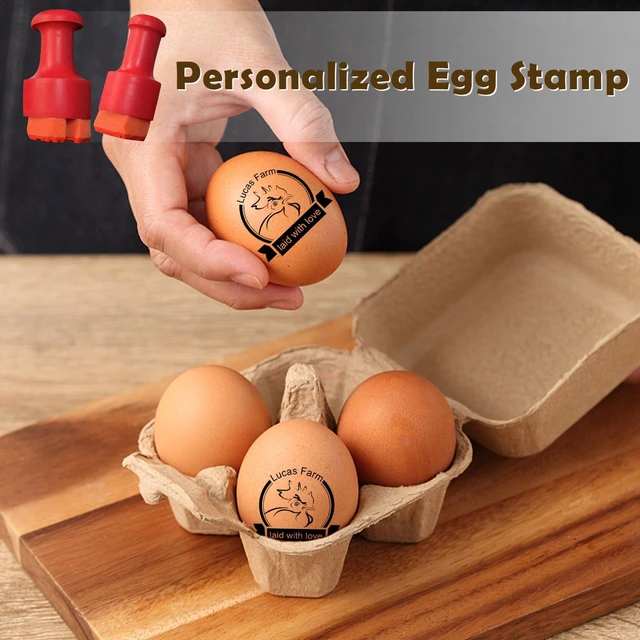Custom Egg Stamp Chicken Egg Stamp Wooden Stamp Seal Farm Fresh Mini Egg  Stamp Personalized Clear Logo Labels For Fresh Eggs