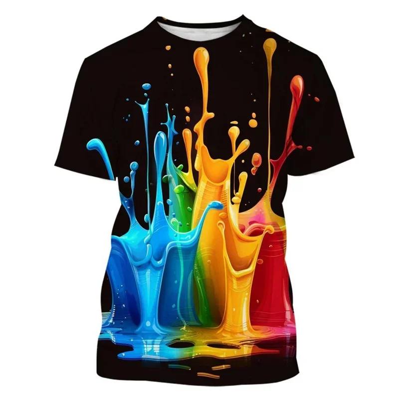 Colorful Paint Pattern T-shirt And Casual Shorts Set For Men_voghion.com