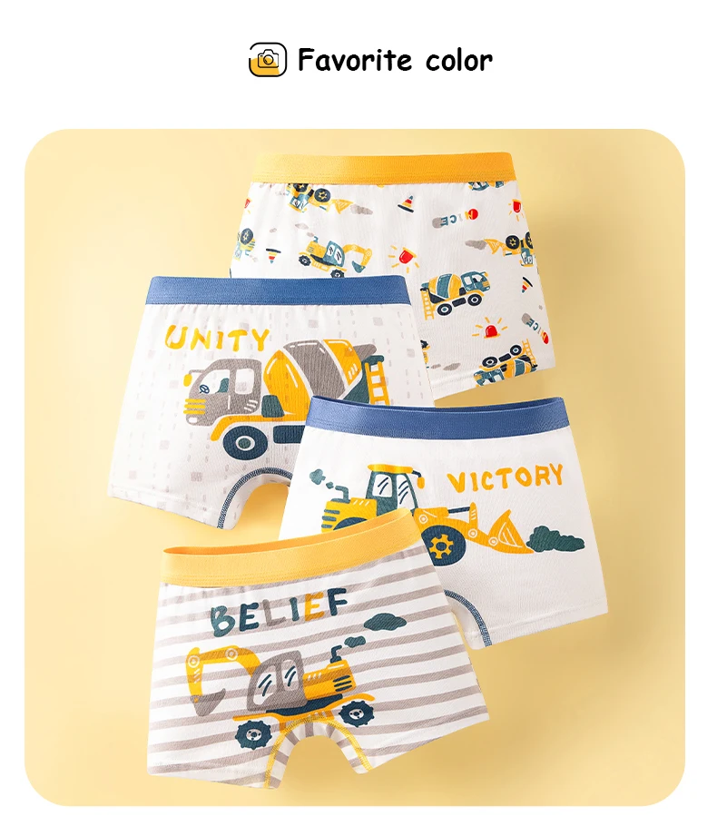 4Pcs Hohe Qualität Baumwolle Kind Boxer Kurze Bagger Junge Boxer Atmungsaktive Kinder Unterwäsche Weichen Boden Panty Für 3-14 jahre Alt – Detail 2