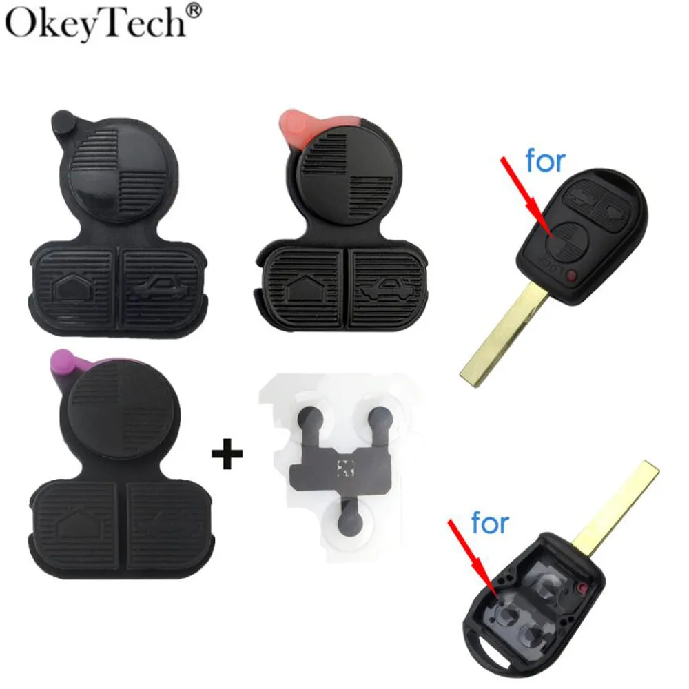 key case car key shell car remote key car key key shell OkeyTech 3 BT Rubber Button Pad&Conductive Gasket For BMW Series 3 5 7 E38 E39 E36 Z3 Z4 Z8 X3 X5 Car Remote Key Shell Case Fob