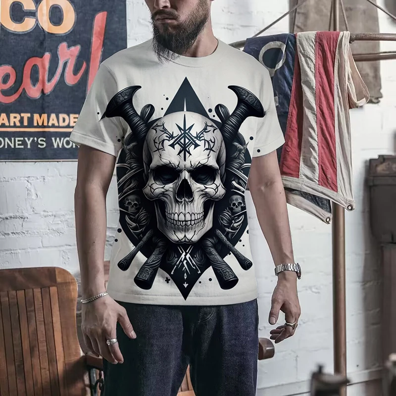 

Innovative Cool T-shirt 3D Printing Skull Head Print Street Fashion Clothing Men's and Women's Leisure Summer Round Neck T-shirt