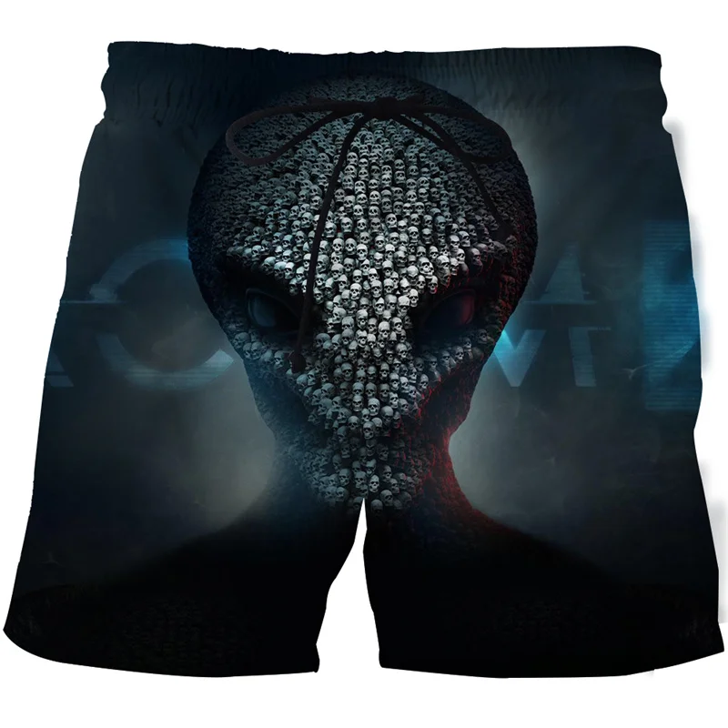 

Extra-terrestrial Terror Shorts Men 3D Printed Hawaii Beach Shorts Summer Surf Swimsuit Swim Trunks Cool Ice Shorts Male Casual