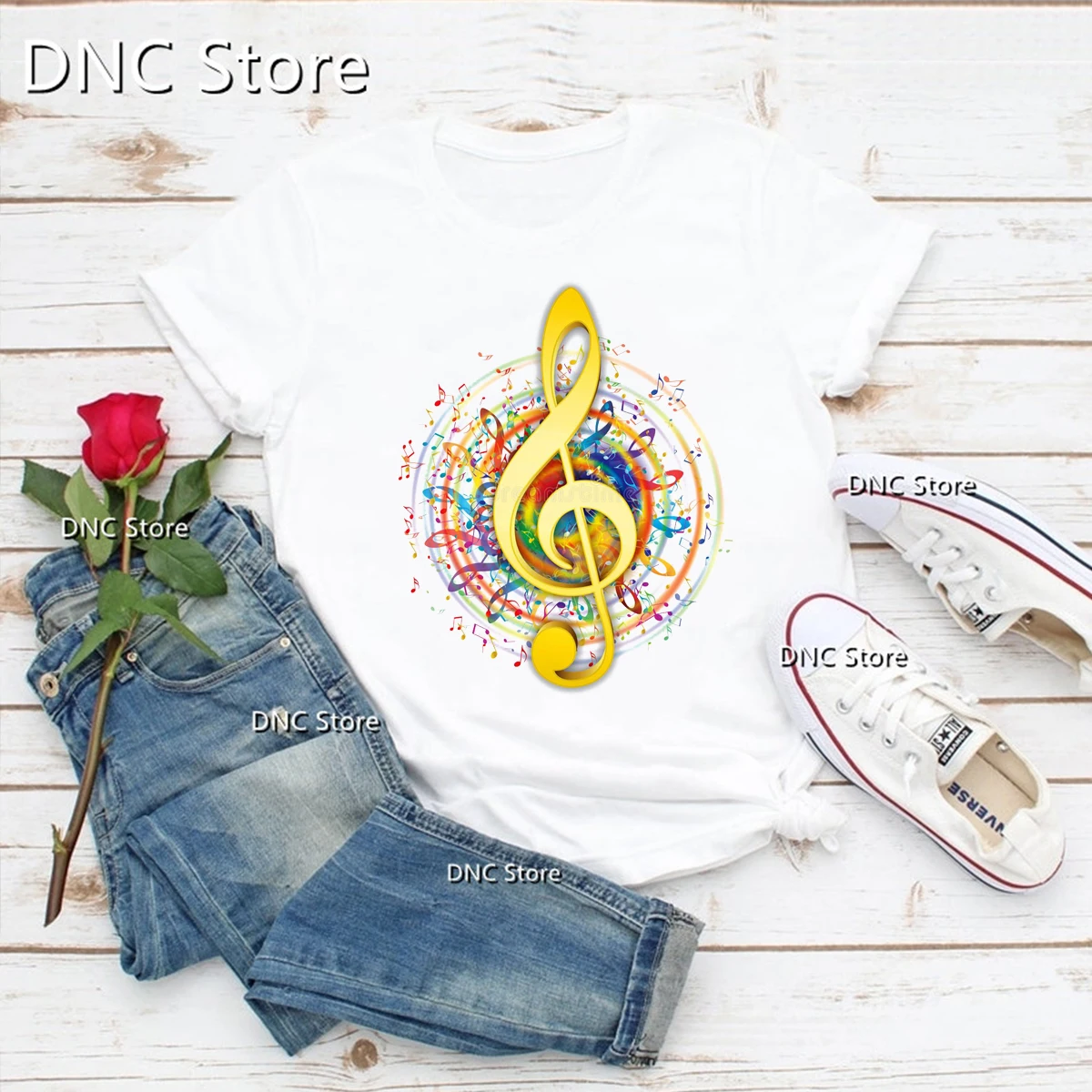 2024 New Women'S T-Shirt Funny Bird Music Character Graphic Print Tshirt I Love Music 90s T Shirt Fashion Harajuku Femme Tshirt