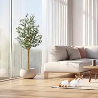 1Pc/2Pcs Artificial Olive Tree 4ft / 5ft / 6ft, Large Artificial Plants Fake Plastic Plants in Pot for Home Bedroom Decor 1