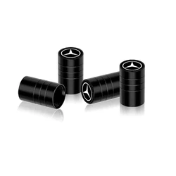 Premium Car Wheel Tire Valve Caps - Set of 4 (Benz Black)