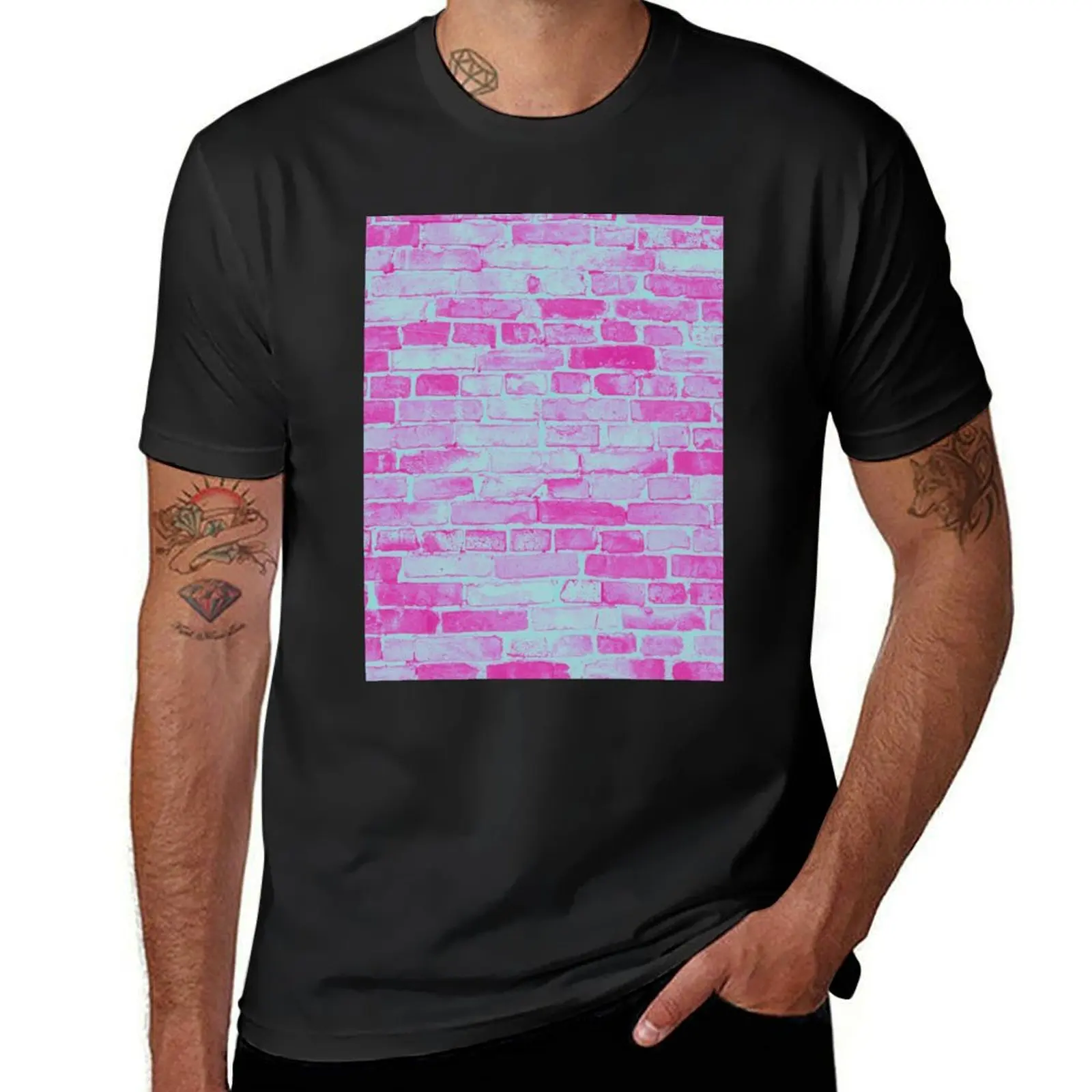 

Vaporwave Brick Wall T-shirt tops plain Men's clothing