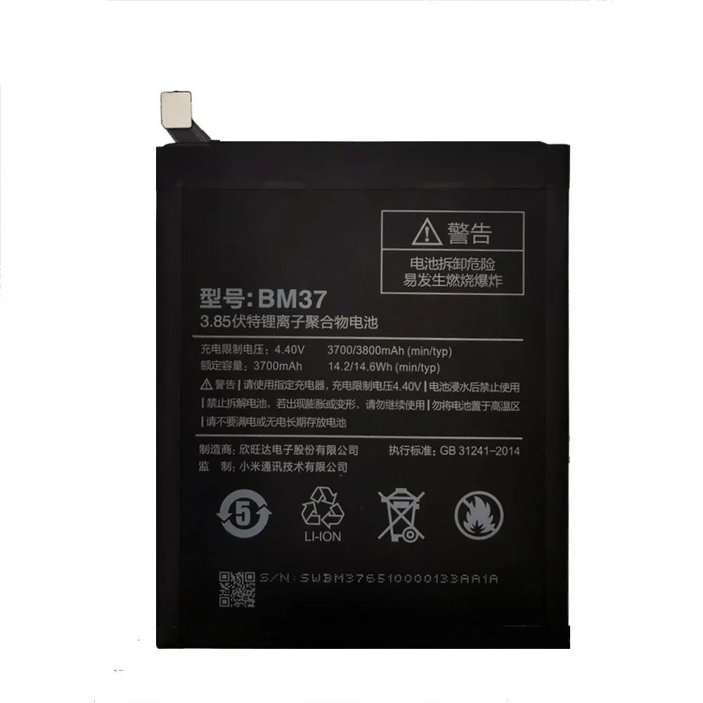 100% Orginal BM37 3800mAh Battery For Xiaomi 5S Plus Mi5S Plus High Quality Phone Replacement Batteries+Tools