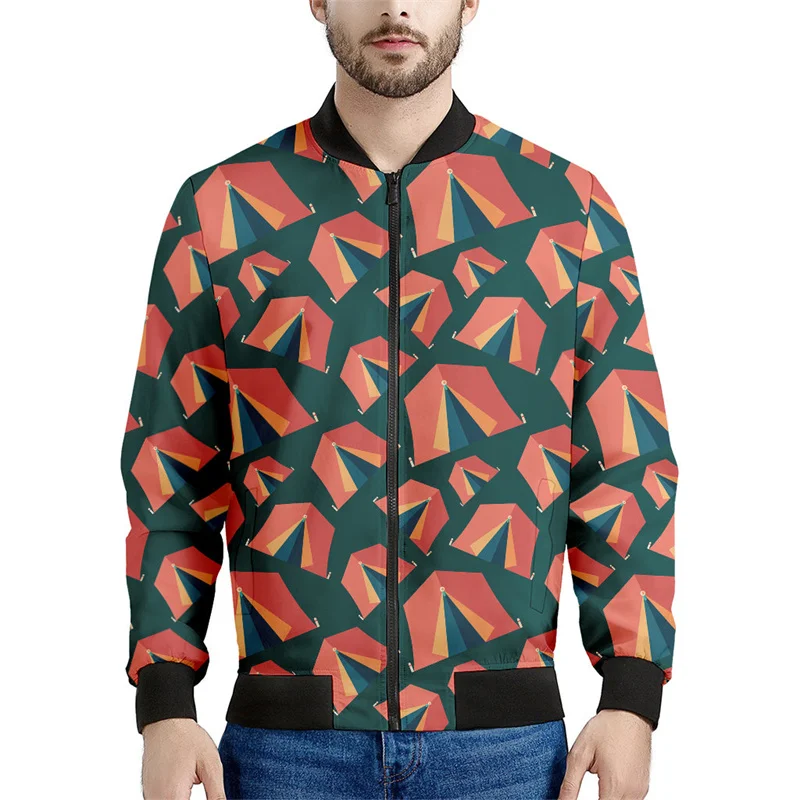 Chaqueta con cremallera para acampar con dibujos animados para hombres y niños, abrigo con estampado 3D, chaquetas casuales con cremallera para la calle, sudadera tipo bombardero para primavera y otoñ