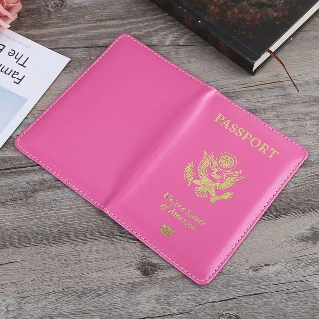 Cute Passport Cover USA Pink Travel Passport Holder Designer Passport Case