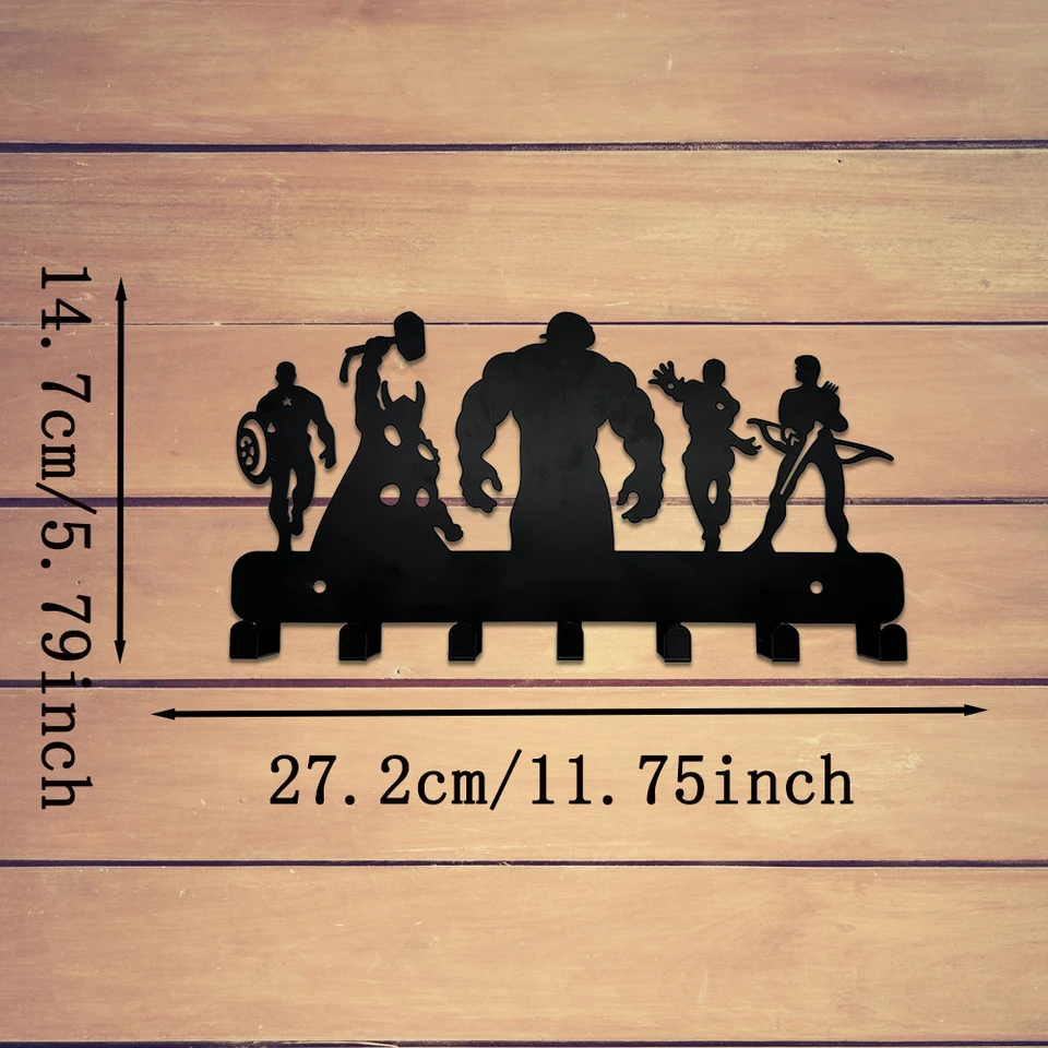 Sleutelhanger voor aan de muur, zwarte sleutelhanger met 10