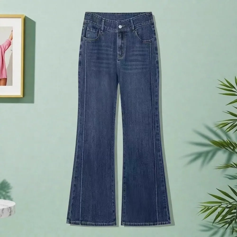 بنطلون جينز أسود فضفاض بتصميم Y2K، مغسول بأسلوب عتيق، كاجوال وبسيط، بخصر مرتفع، بلون موحد، بنمط الشارع والريترو.