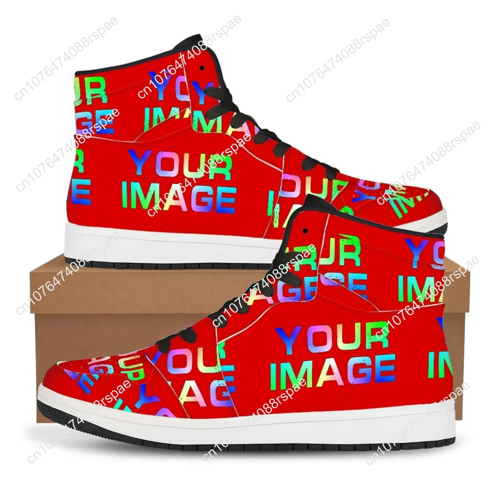 Custom High Top Leather Sneakers Shoes Print On Demand Image Design Woman Man Holiday Party Matching Customized DIY Dropshipping