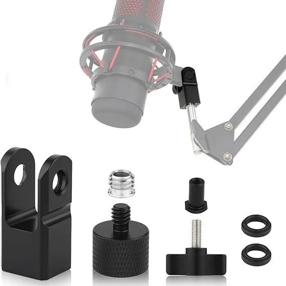 Y14A Hyperx Quadcast 마이크 스탠드용 3/8인치 또는 1/4인치 마이크 어댑터 및 붐 마운팅 솔루션