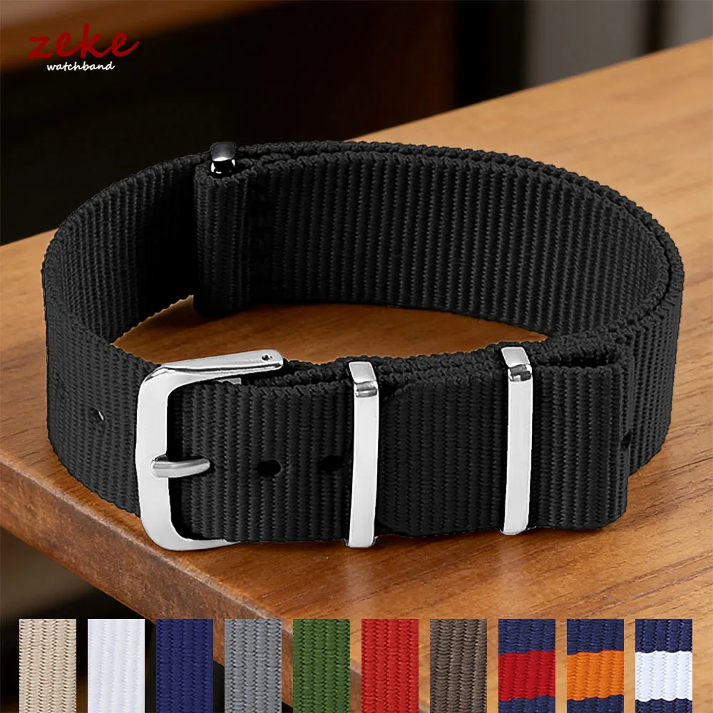 Ribbed Nylon Watch Band - Comfortable Military-Style Washable Wristband for Men