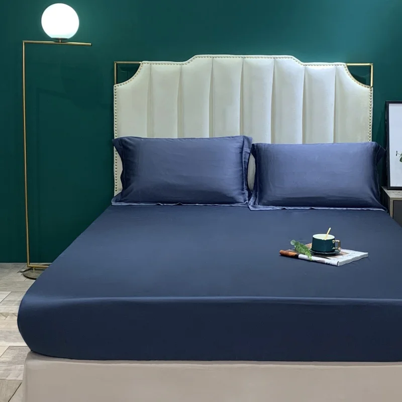 Fitted Sheet Natural Mulberry Silk BedSheet Solid Color Mattress Cover King Size Elastic Band Sheet 160x200 Fit Sheet 3