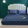 Fitted Sheet Natural Mulberry Silk BedSheet Solid Color Mattress Cover King Size Elastic Band Sheet 160x200 Fit Sheet 3