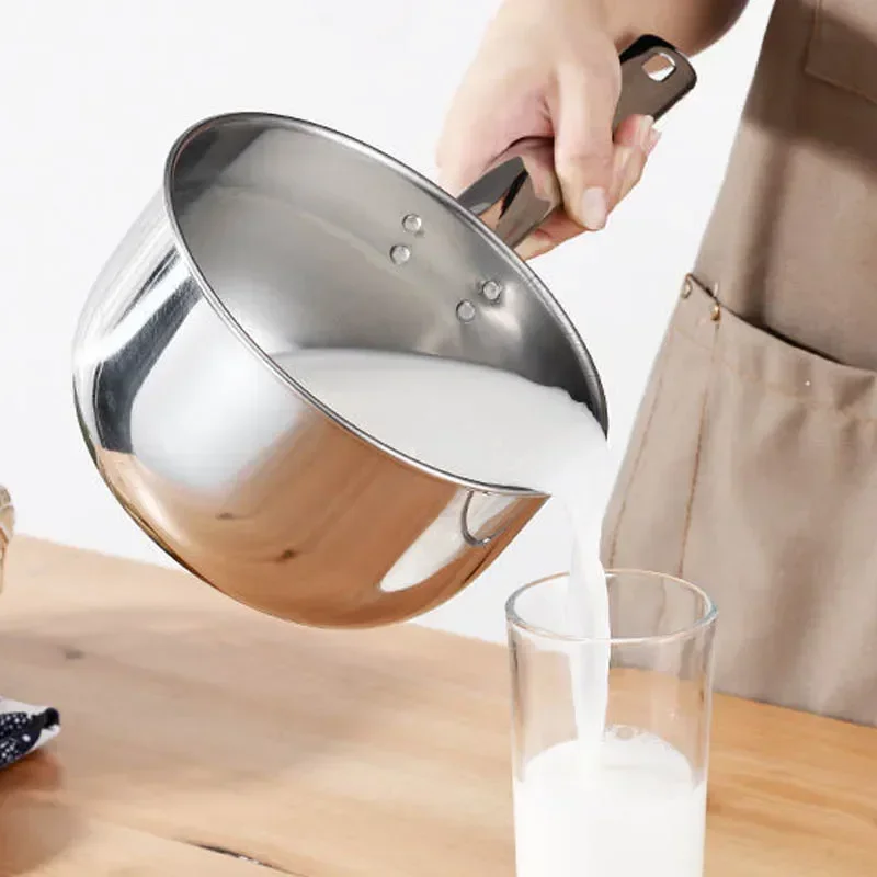 1PCS Stainless Steel Pan Pot Thickening Non-stick Suop Pan With Handle Milk Pot Hot Pot Household Cooking Tools Kitchen Utensils