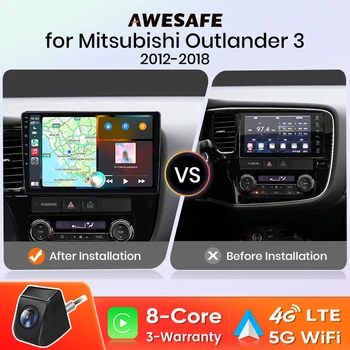 Radio para Auto AWESAFE para Mitsubishi Outlander 3 GF0W GG0W 2012-2018, CarPlay Inalámbrico, Android Auto, Sistemas Inteligentes para Auto, GPS 1