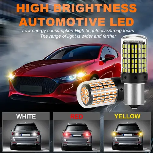 2Pcs 1156 BA15S P21W BAU15S PY21W T20 7440 W21W 3157 1157 P21/5W W21/5W LED Bulbs 144smd LED CanBus Lamp For Turn Signal Light - Image 2