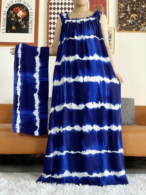 Robe d'été en fibre de coton avec écharpes pour femmes, sous-robe, Abaya Dashiki, Maxi Lady Robe, Kaftan, Robe éducative, 2024