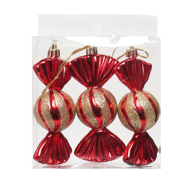 3pcs/Box Christmas Ball Ornament Balice Ice Cream Candy Shapes Xmas Tree Hanging  Pendants Home Party Navidad Christmas Decor