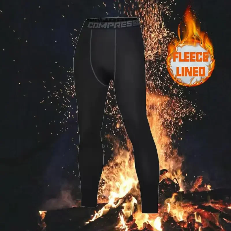 Warm leggings men's winter sports quick drying tight compression fitness pants