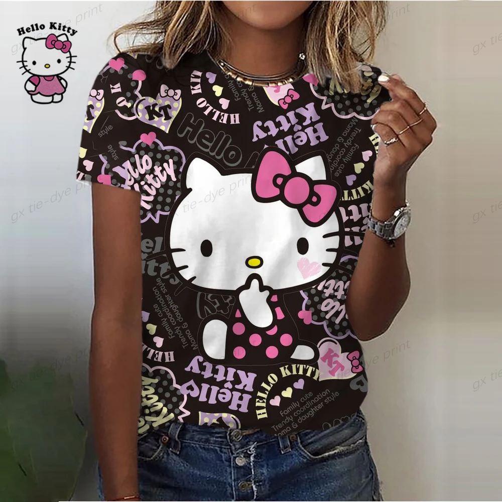 Fashion-Womens-T-shirt-3D-Kawaii-Hello-Kitty-Print-Tees-Tops-New ...