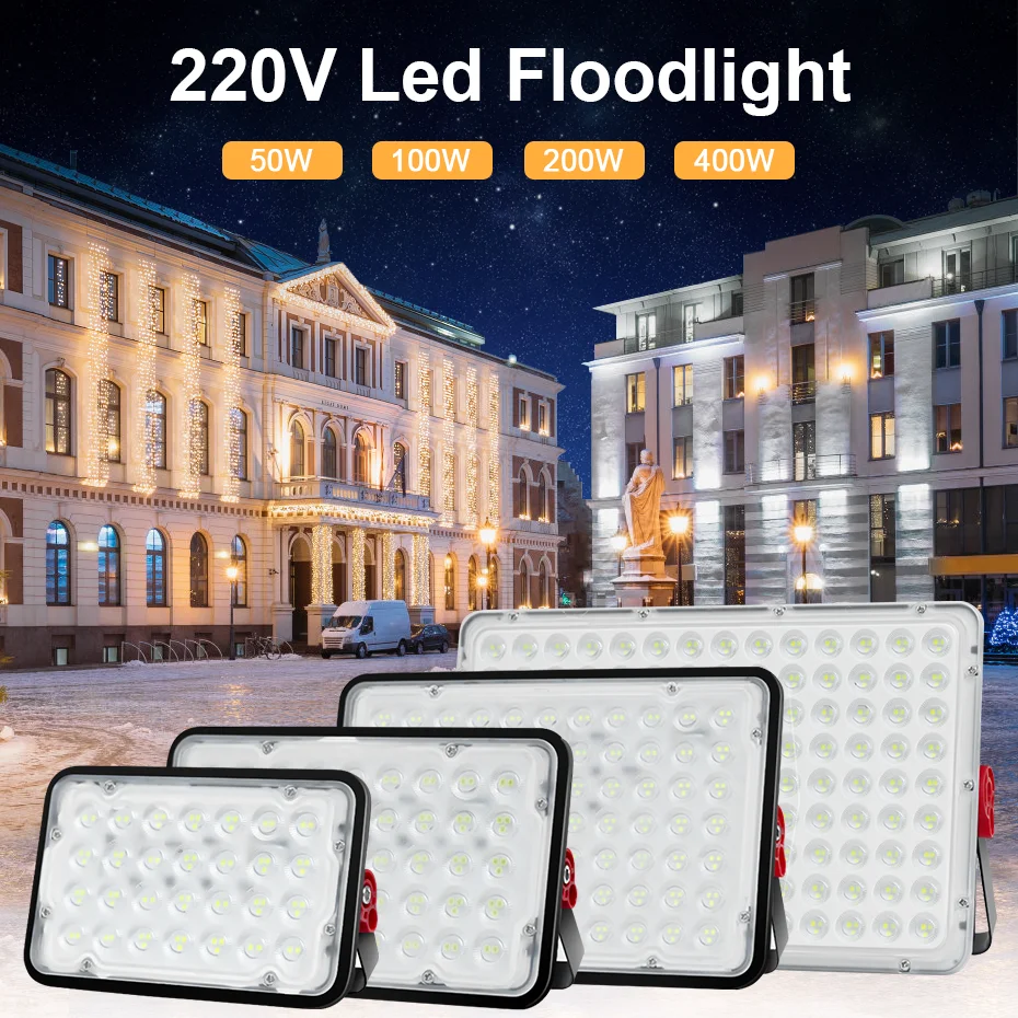 Description Picture 2 of itemOutdoor 220V LED Floodlight 400W 200W 100W 50W LED Street Spotlight Lamp IP66 Waterproof Led Flood Light for Home Lighting