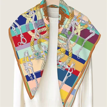 Horse Rope Print Silk Scarf 2