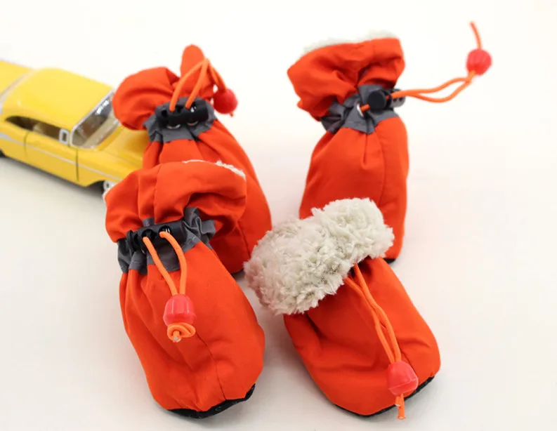 Set of 4 Waterproof Anti-Slip Winter Dog Boots – Thick, Warm Footwear