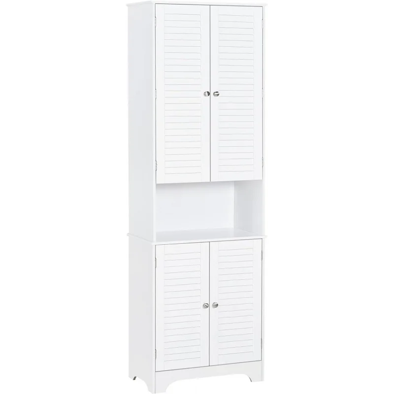 

HOMCOM Tall Narrow Bathroom Storage Cabinet with Doors and Shelf Adjustability, Freestanding Linen 2 Cabin