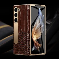 For Samsung Z Fold 7 6 5 4 3 Genuine leather Magnetic Hinge Full protective phone Case holder Kickstand fold6 Shockproof Cover