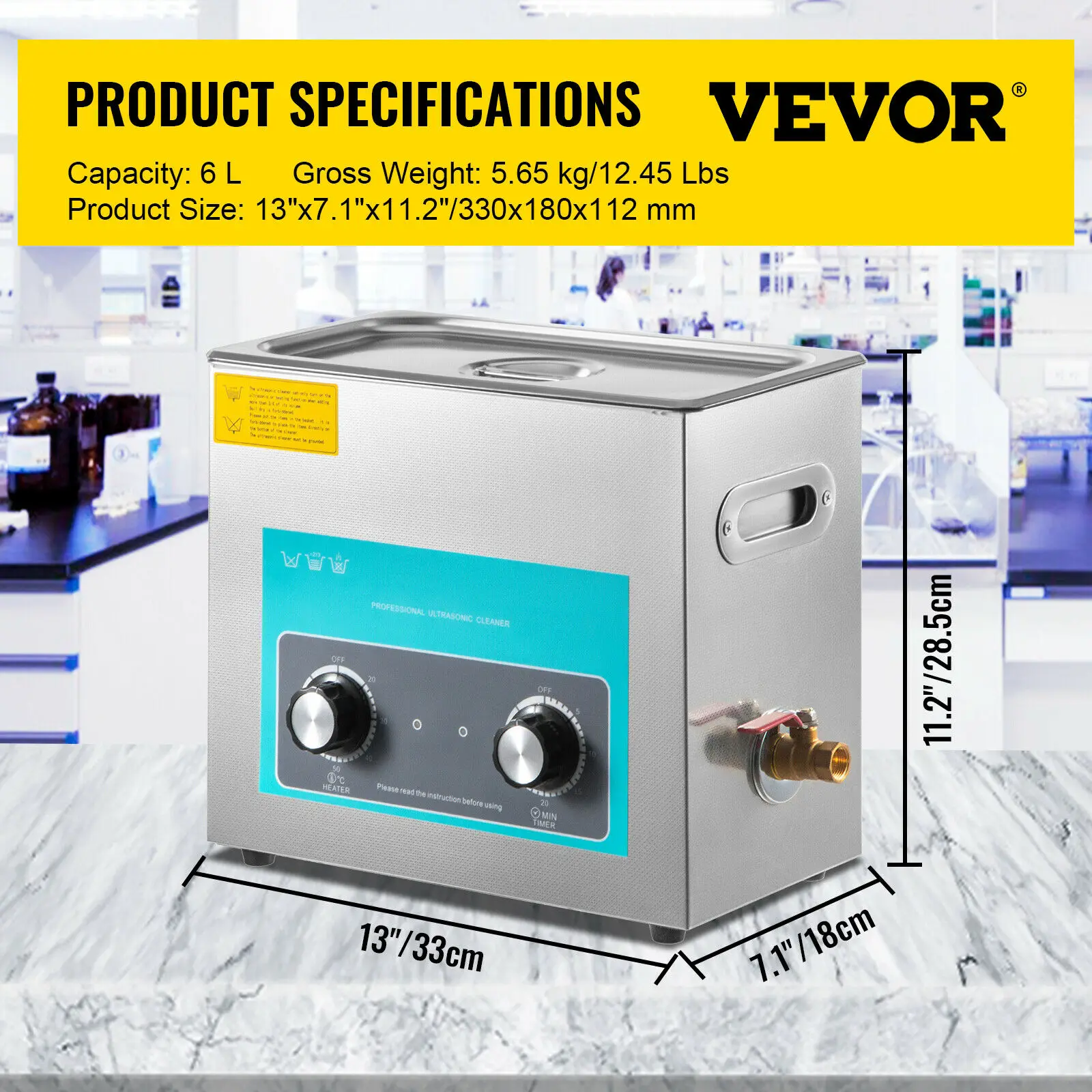 VEVOR Nettoyeur à Ultrasons avec Minuterie de Chauffage 10 L